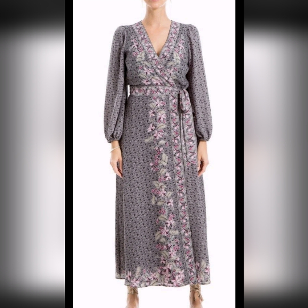 New! Max Studio London Floral Wrap Maxi Dress